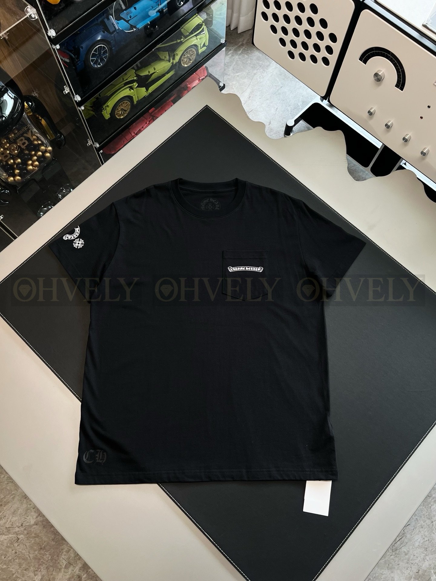 【 ZP버전 】크롬하츠 Chrome Hearts 핑크 대거 스크립트 로고 반팔 티셔츠 상품 썸네일