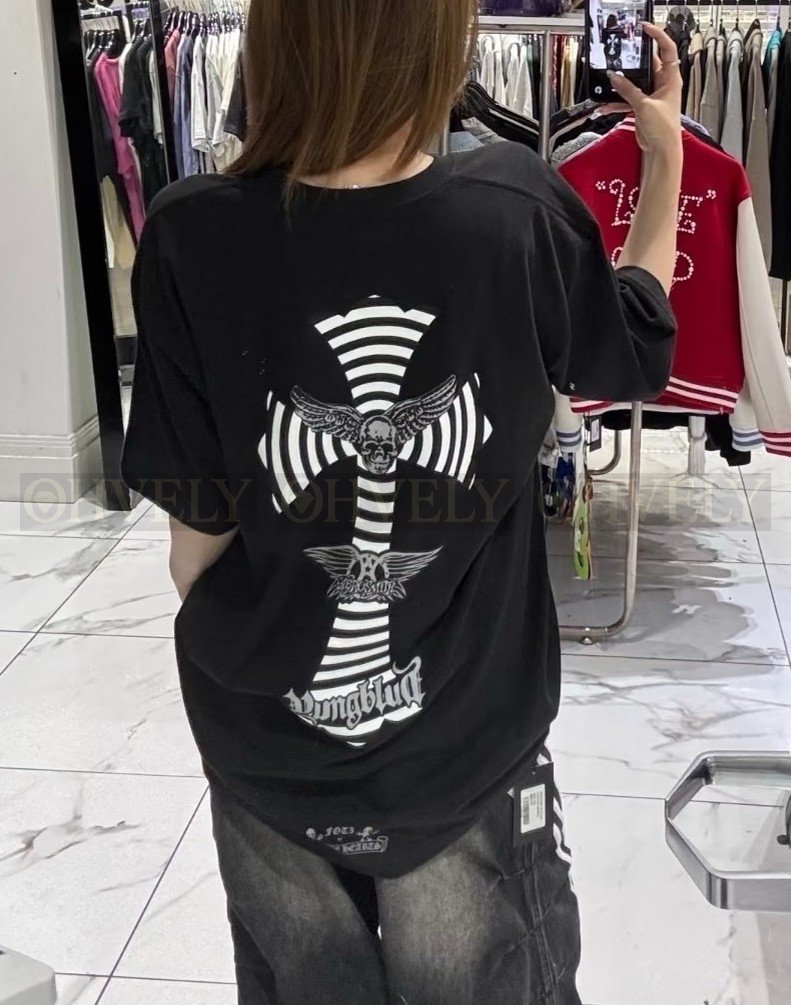 【 ZP버전 】크롬하츠 Chrome Hearts 영블러드 협업 스컬 크로스 반팔 티셔츠 상품 썸네일