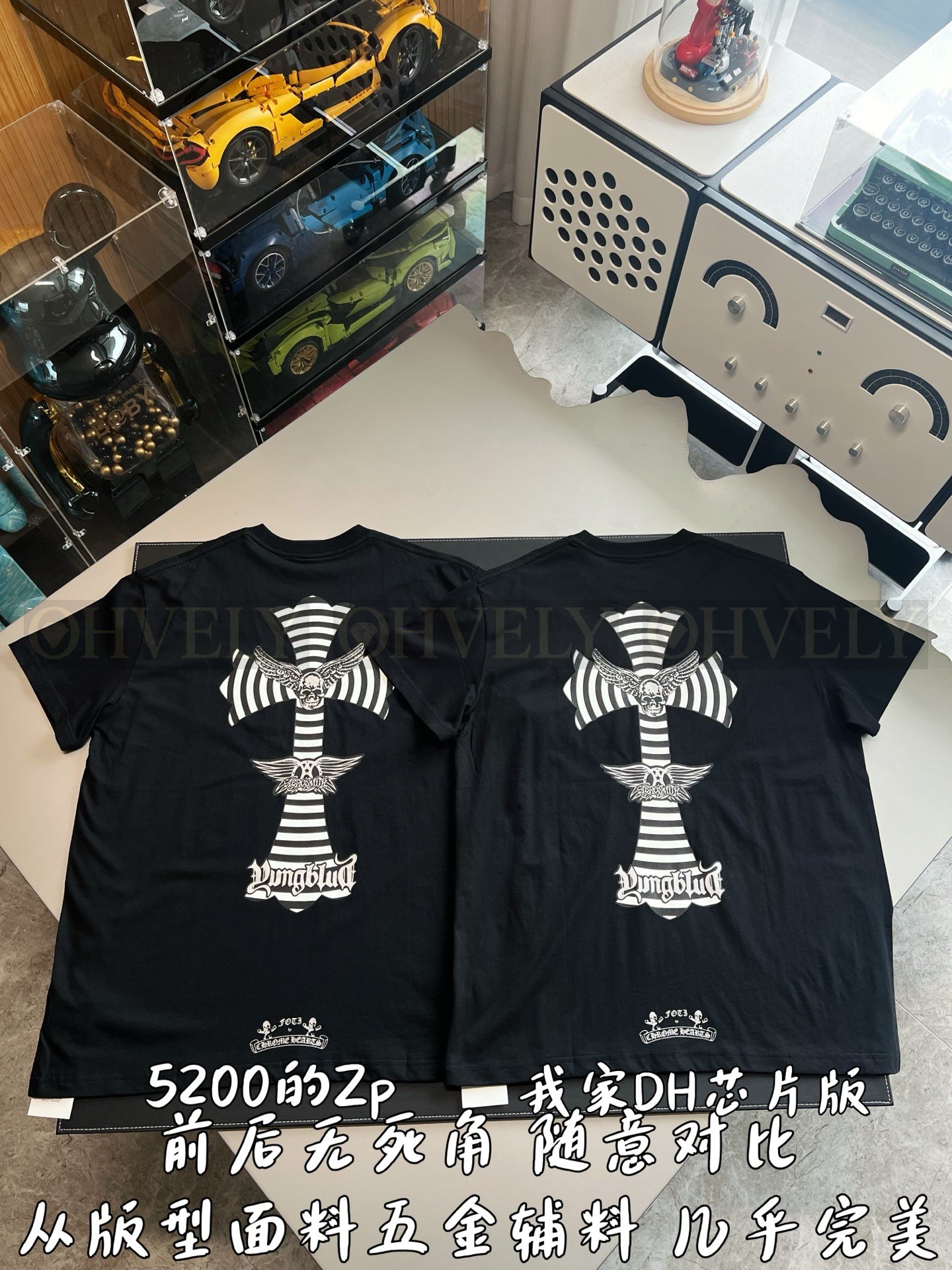【 ZP버전 】크롬하츠 Chrome Hearts 영블러드 협업 스컬 크로스 반팔 티셔츠 상품 썸네일