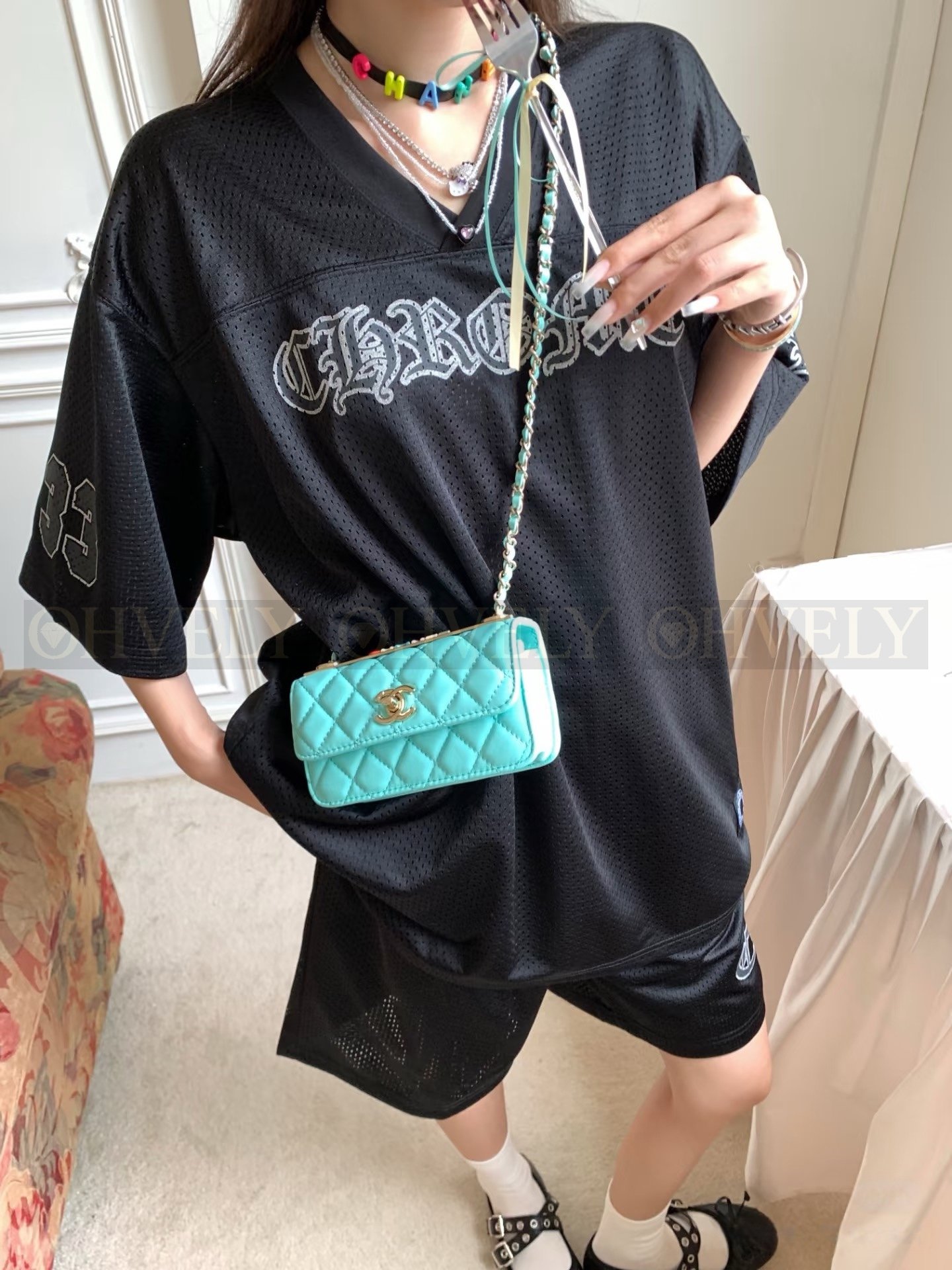 【 ZP버전 】크롬하츠 Chrome Hearts 글리터 로고 메쉬 하키 저지 상품 썸네일