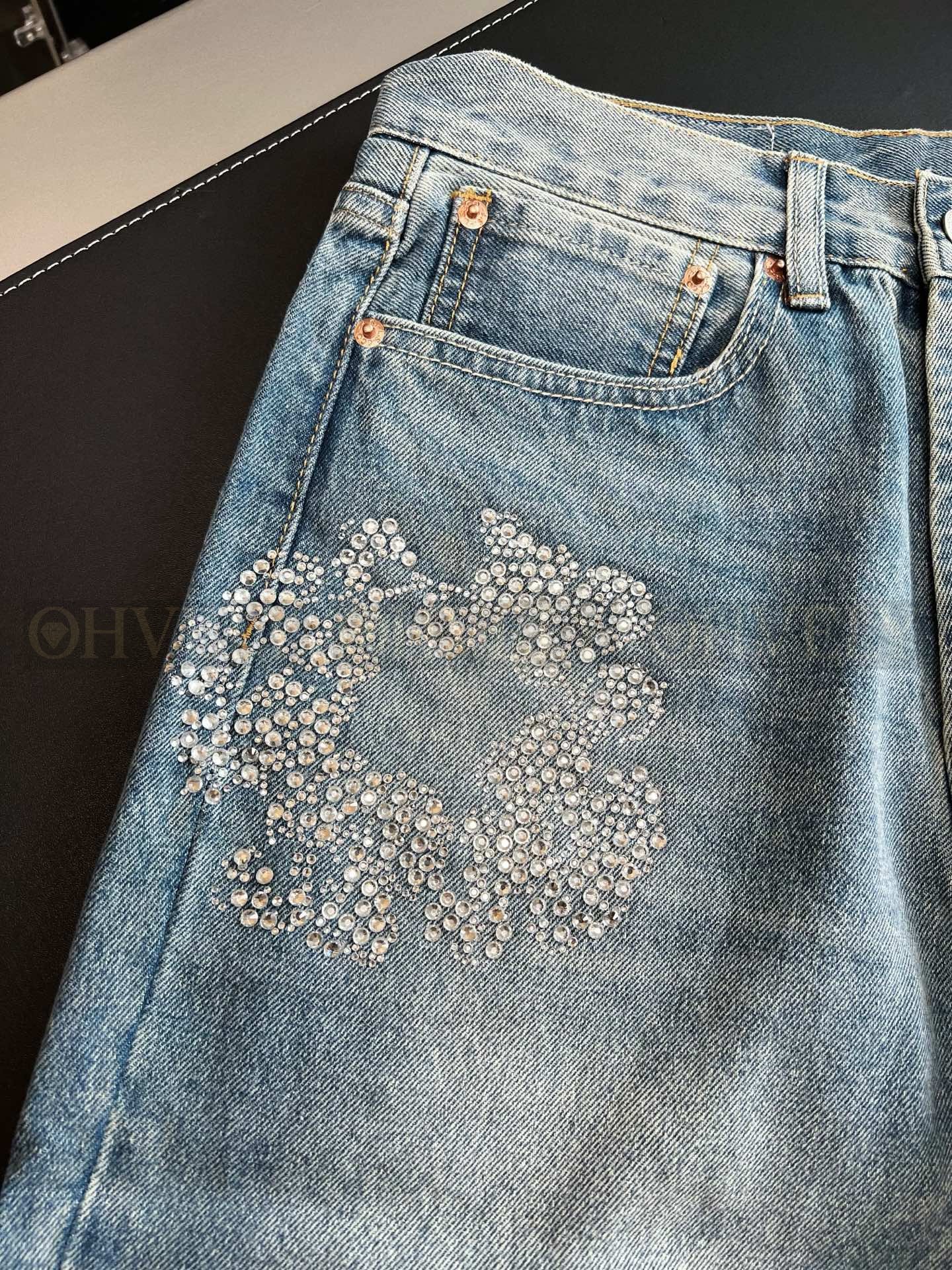【 ZP버전 】크롬하츠 Chrome Hearts 라인스톤 BS 플뢰르 빈티지 데님 팬츠 상품 썸네일