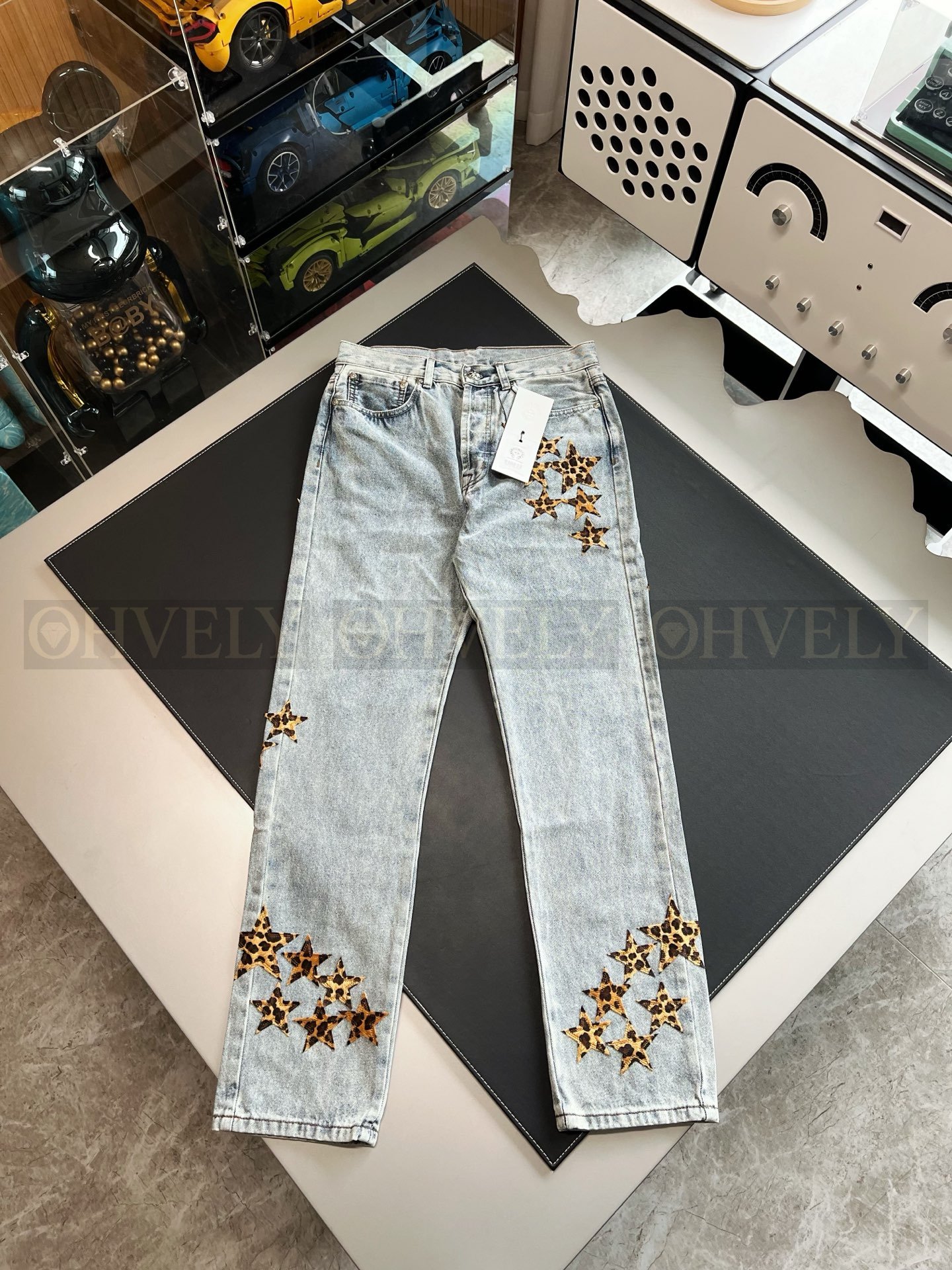 【 ZP버전 】크롬하츠 Chrome Hearts 레오파드 스타 패치 빈티지 데님 팬츠 상품 썸네일