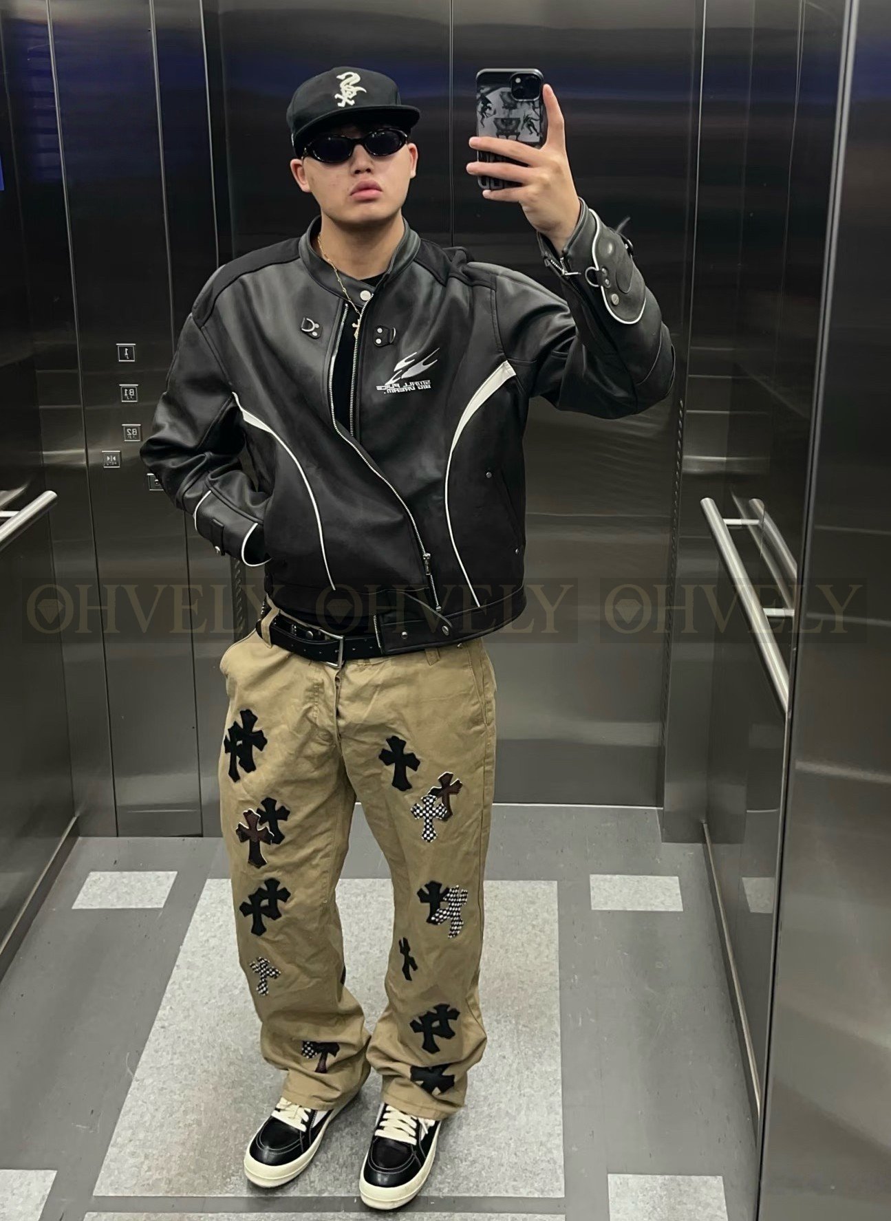 【 ZP버전 】크롬하츠 Chrome Hearts 카키 블랙 멀티 크로스 패치 워크 팬츠 상품 썸네일