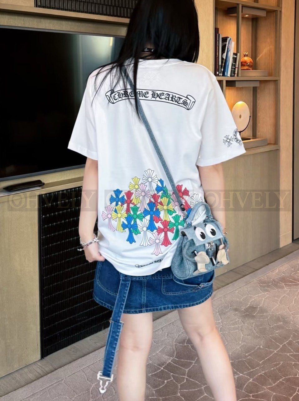 【 ZP버전 】크롬하츠 Chrome Hearts 멀티 컬러 세메터리 크로스 티셔츠