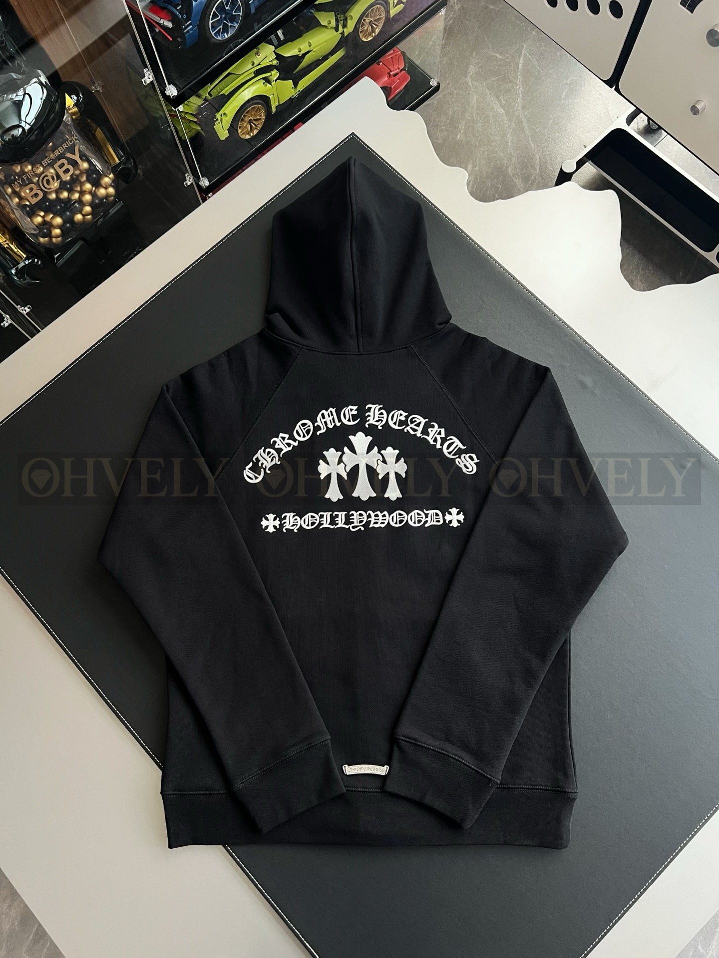 【 ZP버전 】크롬하츠 Chrome Hearts 범어 십자가 로고 지퍼 후드 집업 블랙 상품 썸네일