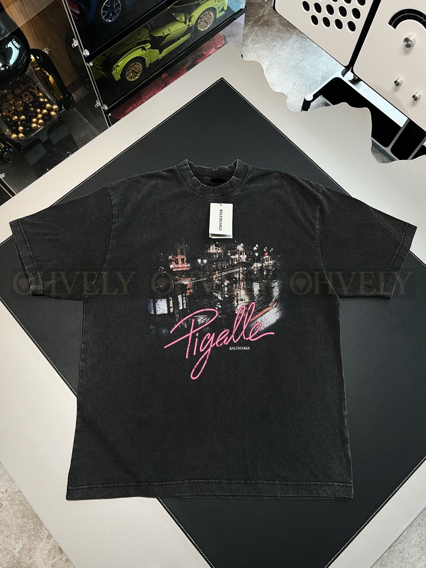 【 ZP버전 】발렌시아가 Balenciaga 피갈 파리 야경 그래픽 오버사이즈 티셔츠 블랙 상품 썸네일
