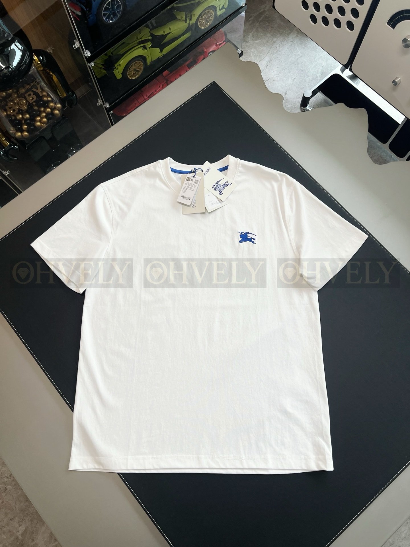 【 ZP버전 】버버리 Burberry 에콰스트리안 나이트 디자인(EKD) 자수 면 티셔츠 상품 썸네일