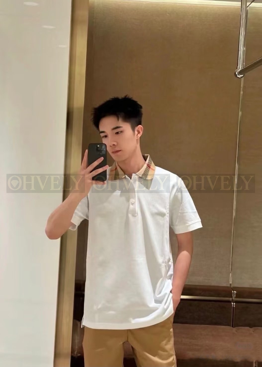 【 ZP버전 】Burberry 버버리 체크 칼라 코튼 피케 폴로 셔츠 상품 썸네일