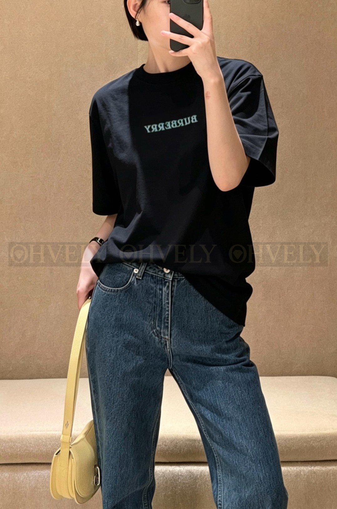 【 ZP버전 】버버리 Burberry 로고 자수 코튼 티셔츠