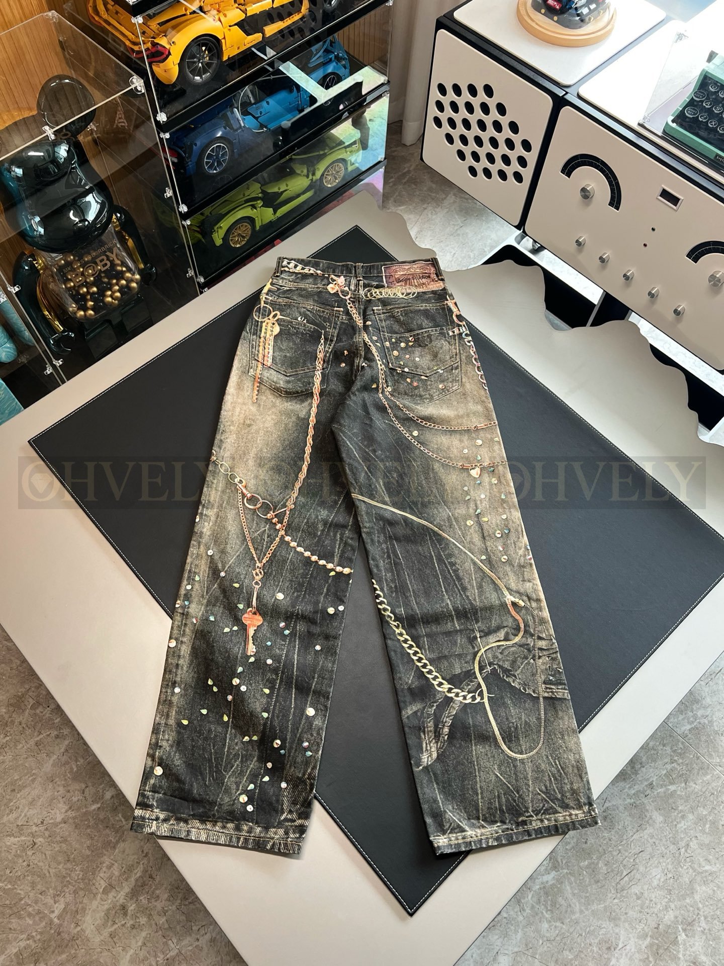 【 ZP버전 】아크네 스튜디오 Acne Studios 트롱프뢰유 체인 프린트 와이드 레그 데님 팬츠 상품 썸네일