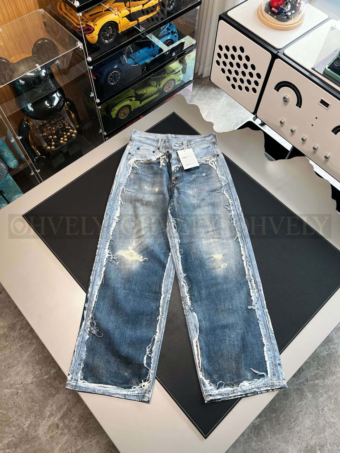 【 ZP버전 】아크네 스튜디오 Acne Studios 트롱프뢰유 디스트레스드 프린트 와이드 레그 데님 팬츠 상품 썸네일