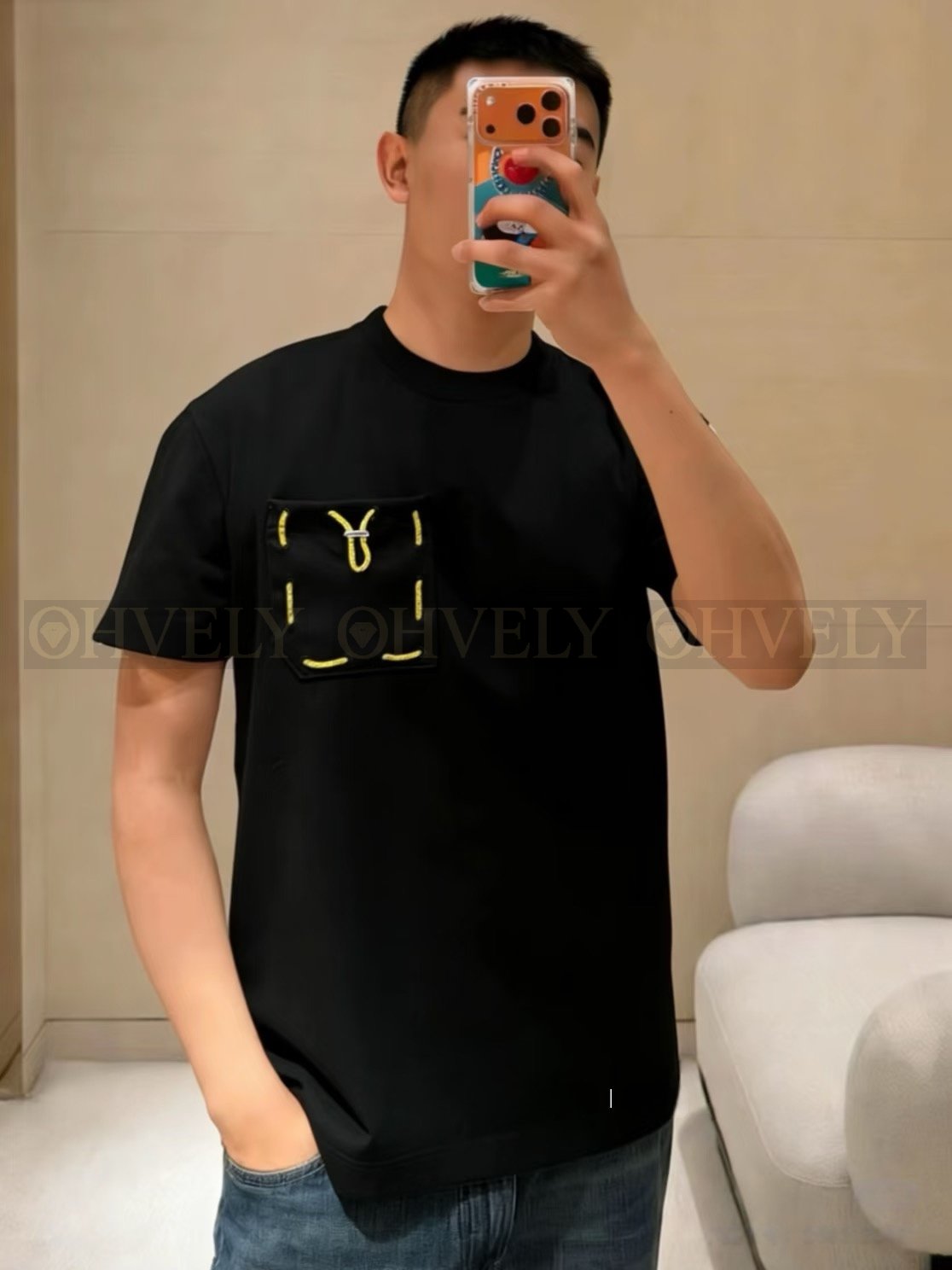 【 ZP버전 】펜디 Fendi 드로스트링 포켓 디테일 코튼 티셔츠 상품 썸네일