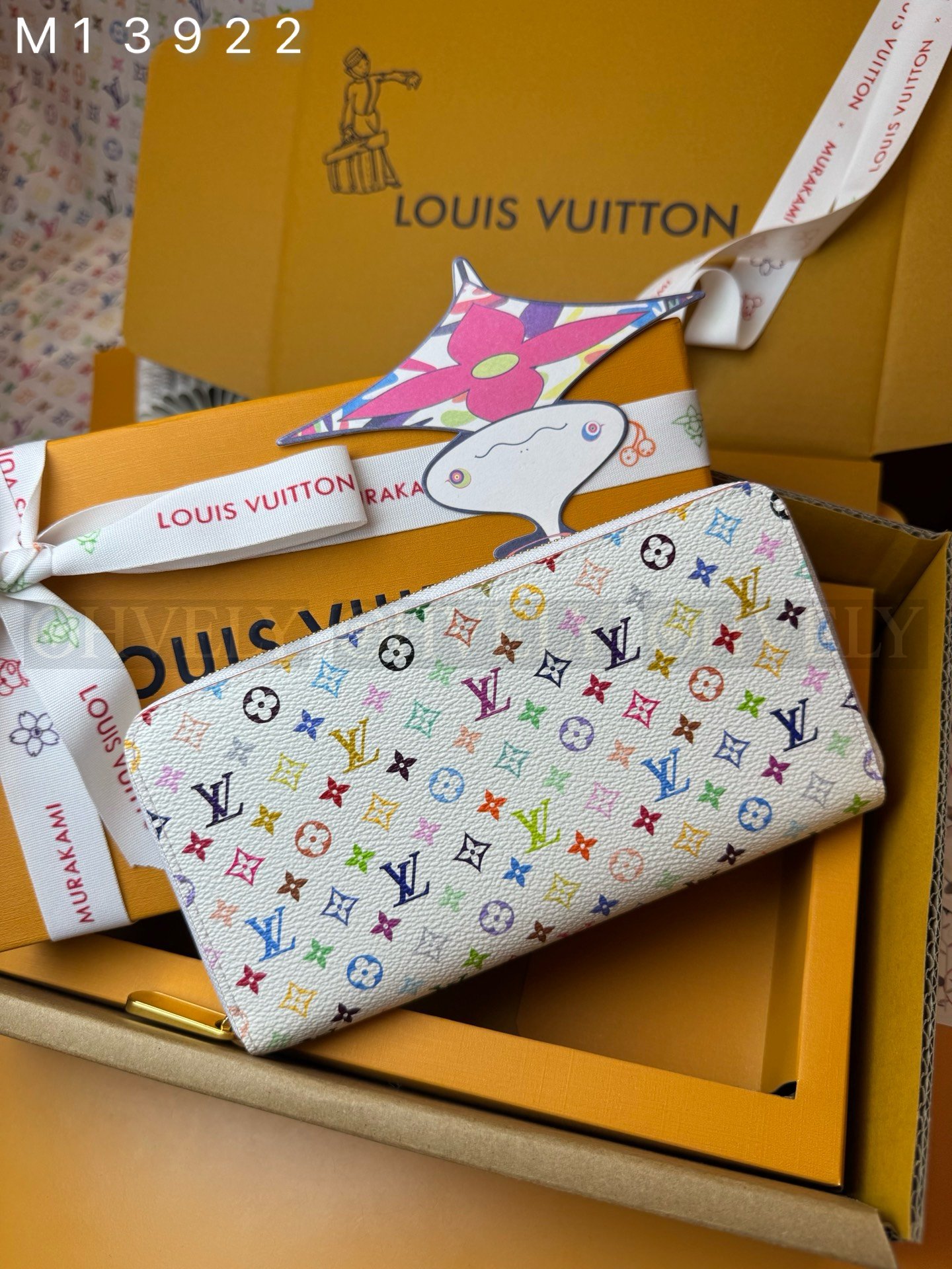 【 ZP 버전 】루이비통 Louis Vuitton x 무라카미 다카시 멀티컬러 지피 월릿 화이트