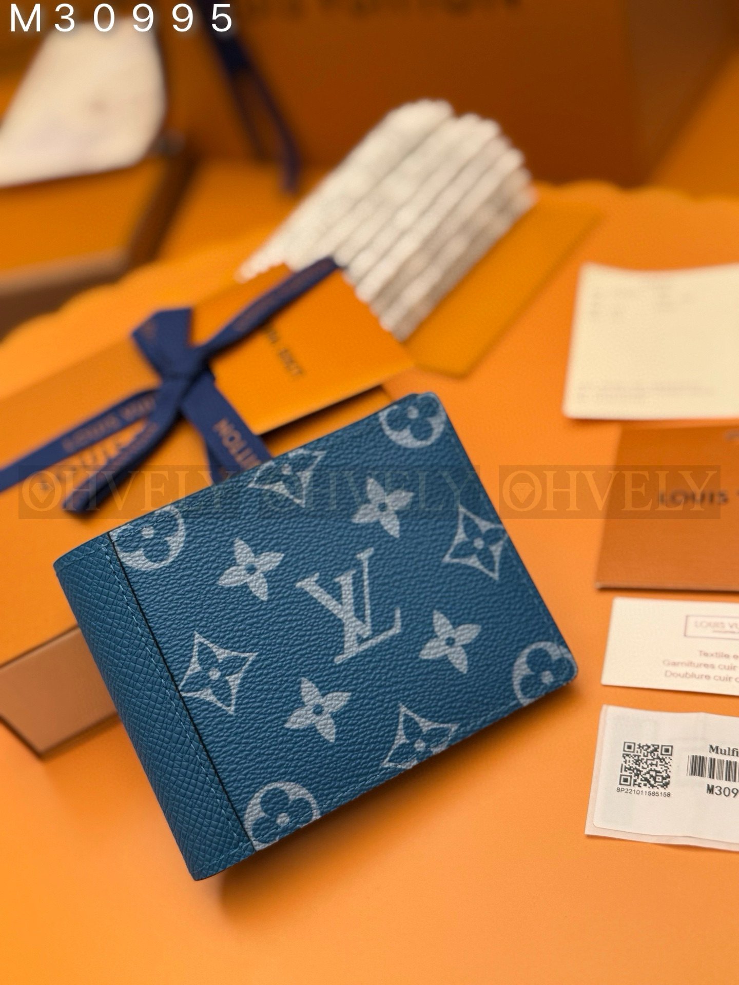 【 ZP 버전 】루이비통 Louis Vuitton 멀티플 월릿 모노그램 타이가 블루
