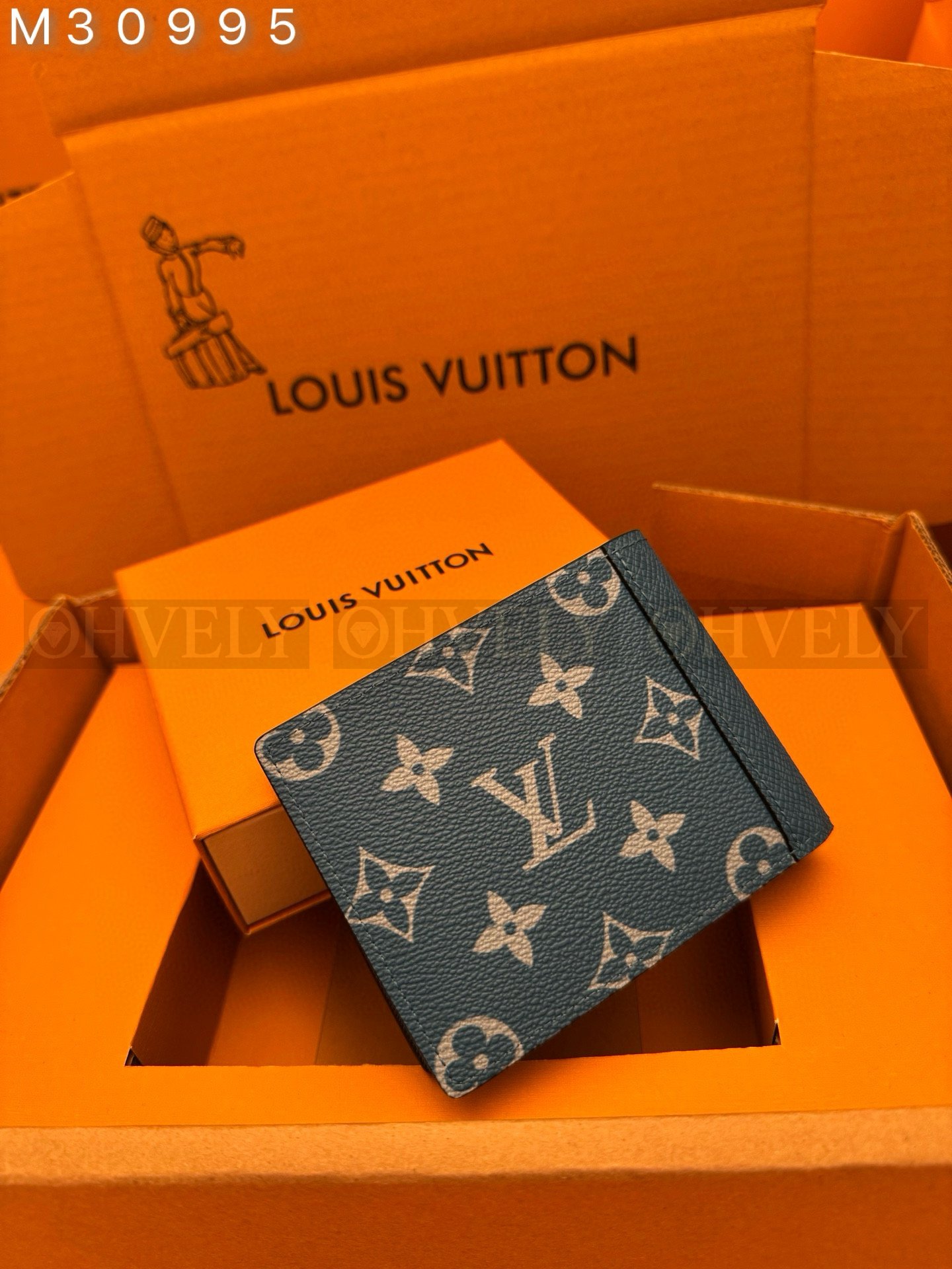 【 ZP 버전 】루이비통 Louis Vuitton 멀티플 월릿 모노그램 타이가 블루 상품 썸네일