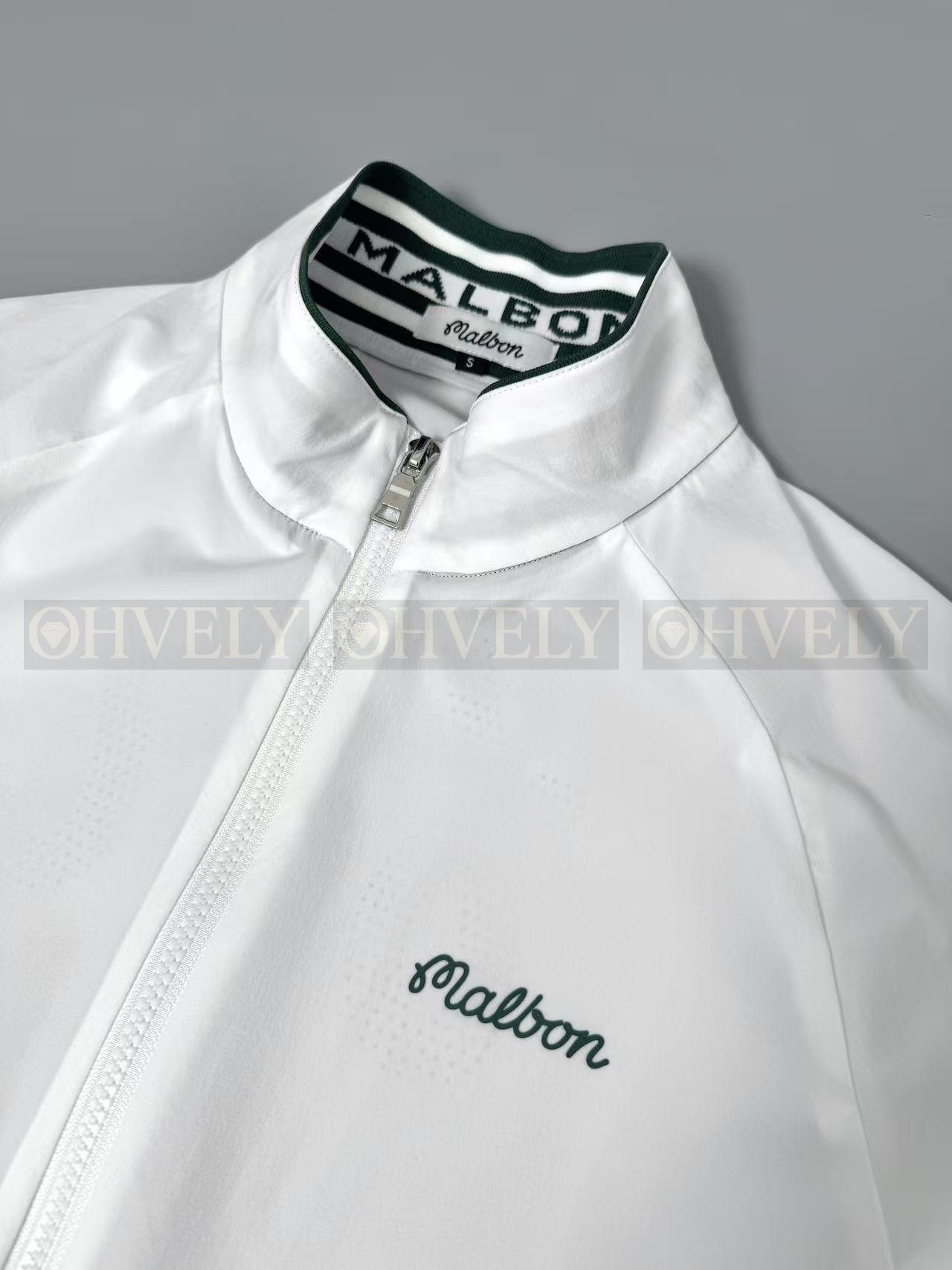 Malbon 말본 남성 라인 포인트 스탠드카라 집업 바람막이 자켓 (화이트/그린/블랙) 상품 썸네일