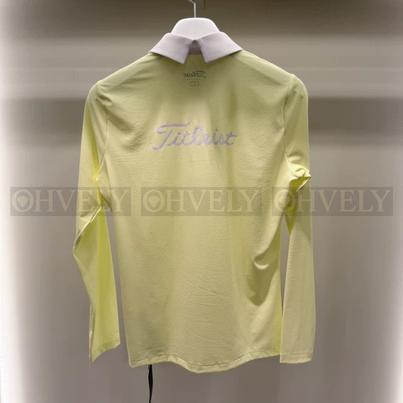 Titleist 타이틀리스트 여성 배색 칼라 긴소매 카라 티셔츠 (스카이 블루/옐로) 상품 썸네일