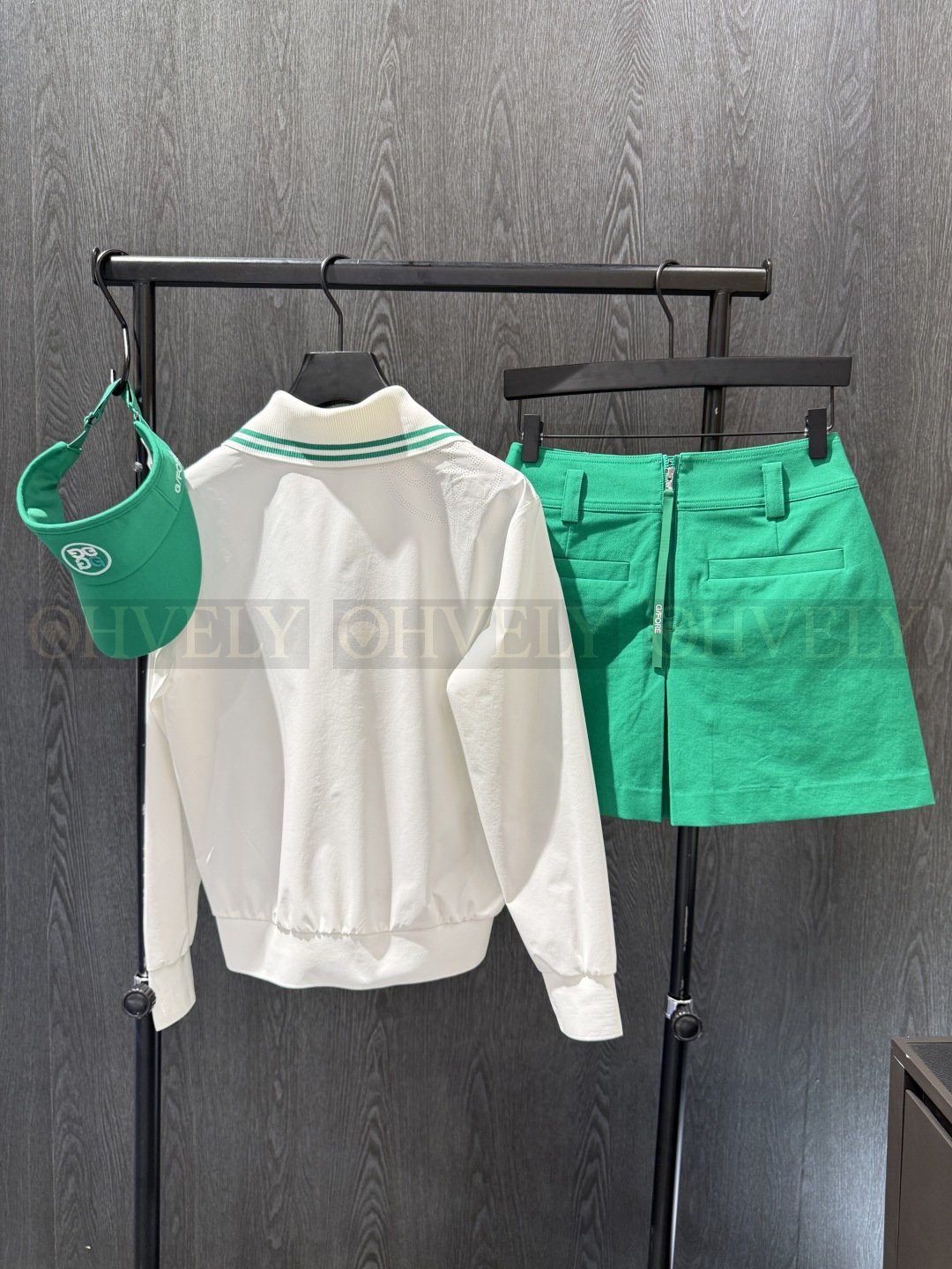 G/FORE 지포어 여성 스트라이프 카라 하프 집업 긴소매 티셔츠 (화이트) 상품 썸네일