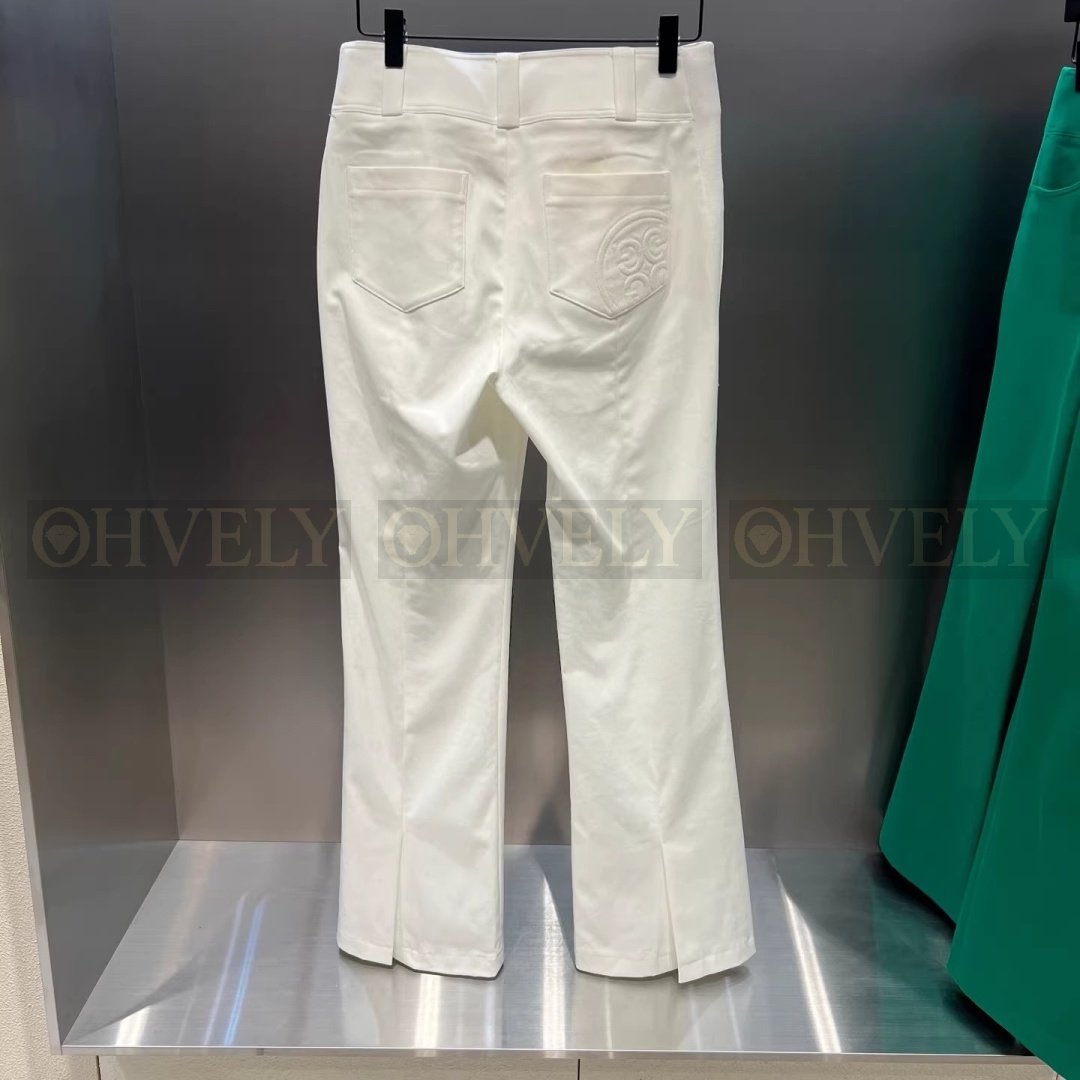 G/FORE 지포어 여성 백포켓 서클 로고 트임 부츠컷 팬츠 바지 (화이트 / 그린) 상품 썸네일