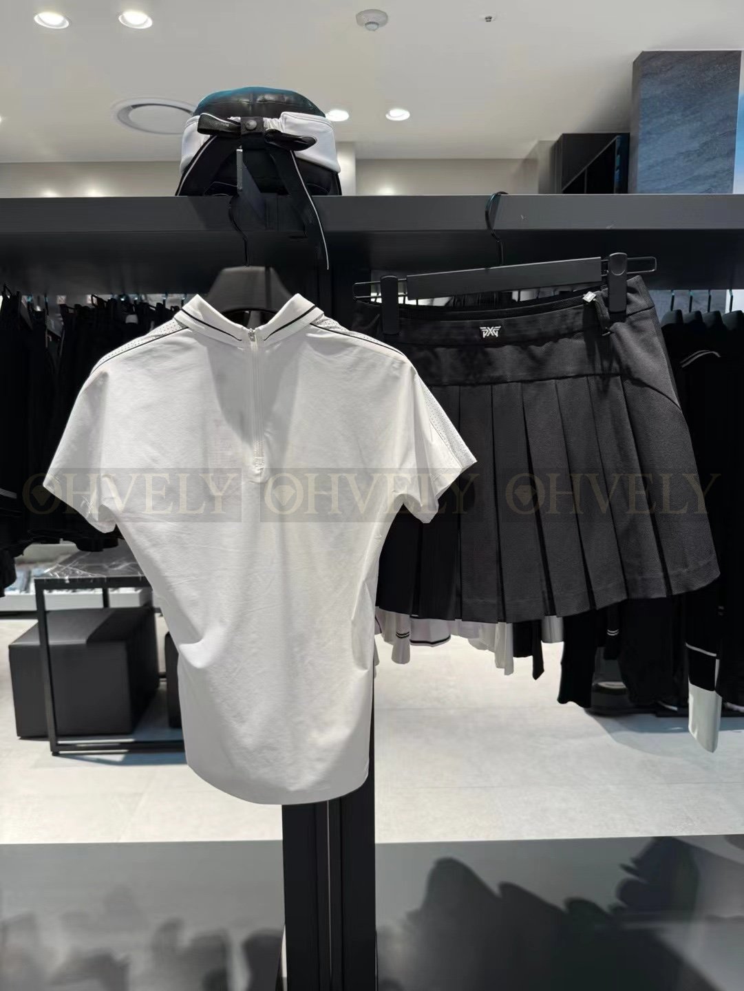 PXG 피엑스지 여성 어깨 라인 배색 반소매 카라 티셔츠 (민트 / 화이트) 상품 썸네일