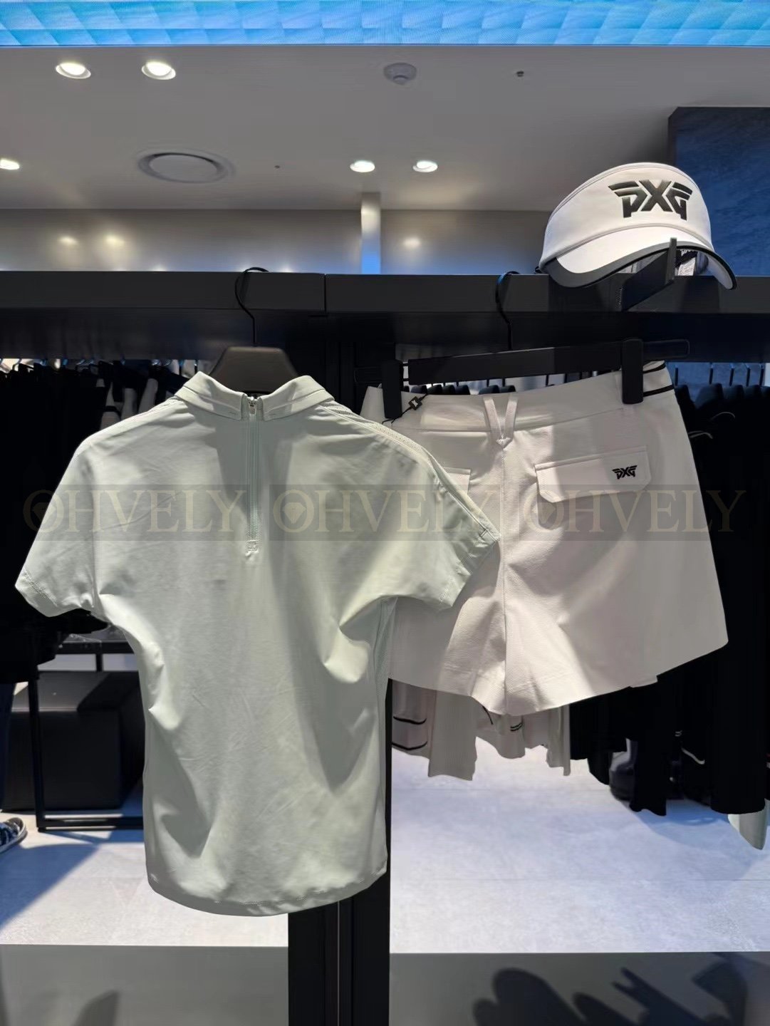 PXG 피엑스지 여성 어깨 라인 배색 반소매 카라 티셔츠 (민트 / 화이트) 상품 썸네일