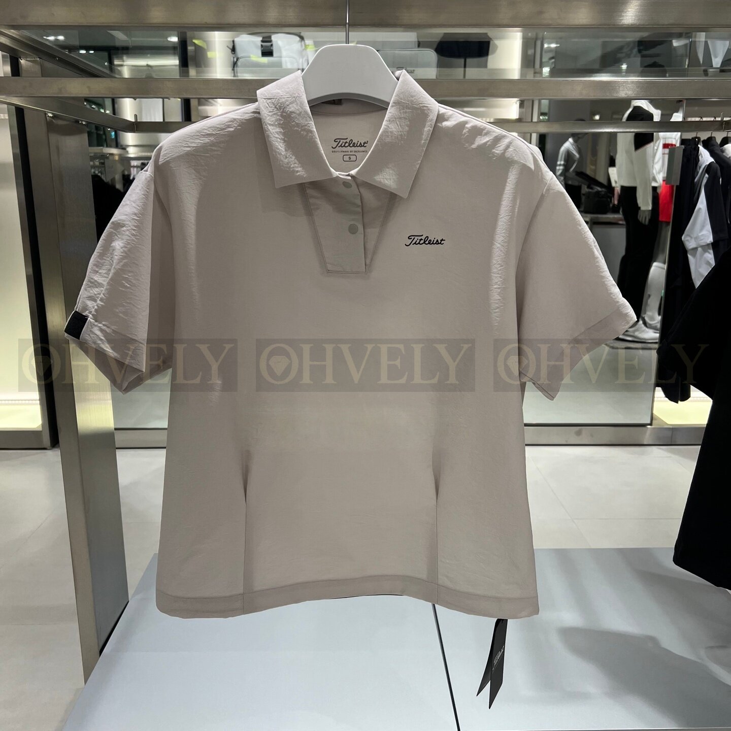 Titleist 타이틀리스트 여성 소매 포인트 반소매 카라 셔츠 (베이지, 블랙) 상품 썸네일