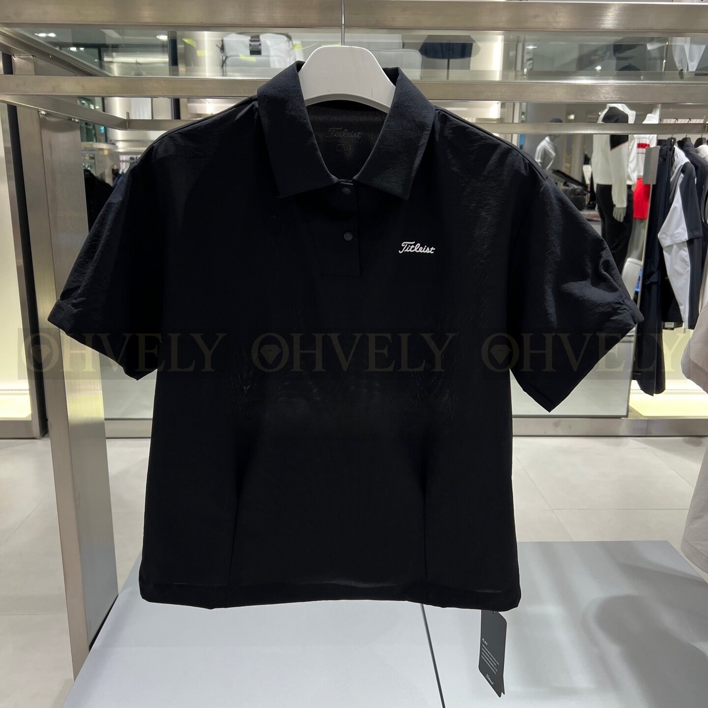 Titleist 타이틀리스트 여성 소매 포인트 반소매 카라 셔츠 (베이지, 블랙) 상품 썸네일