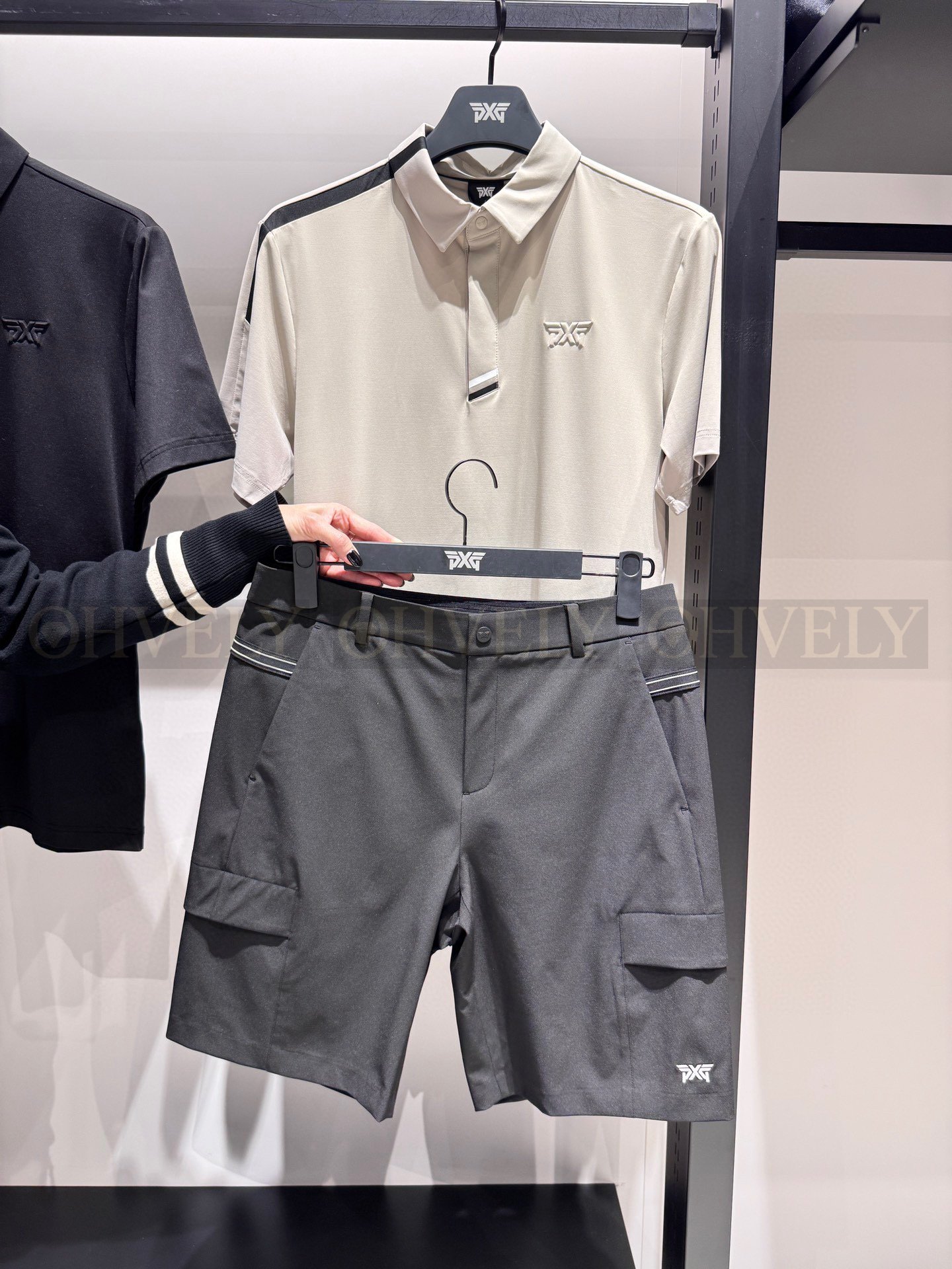 PXG 피엑스지 남성 양사이드 아웃포켓 카고 반바지 (화이트, 다크그레이) 상품 썸네일