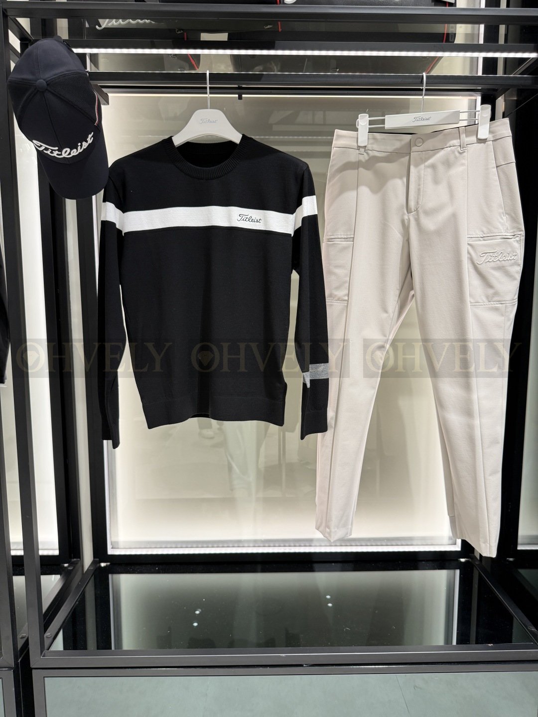 Titleist 타이틀리스트 남성 전면 가슴 라인 배색 풀오버 니트 (민트, 블랙) 상품 썸네일
