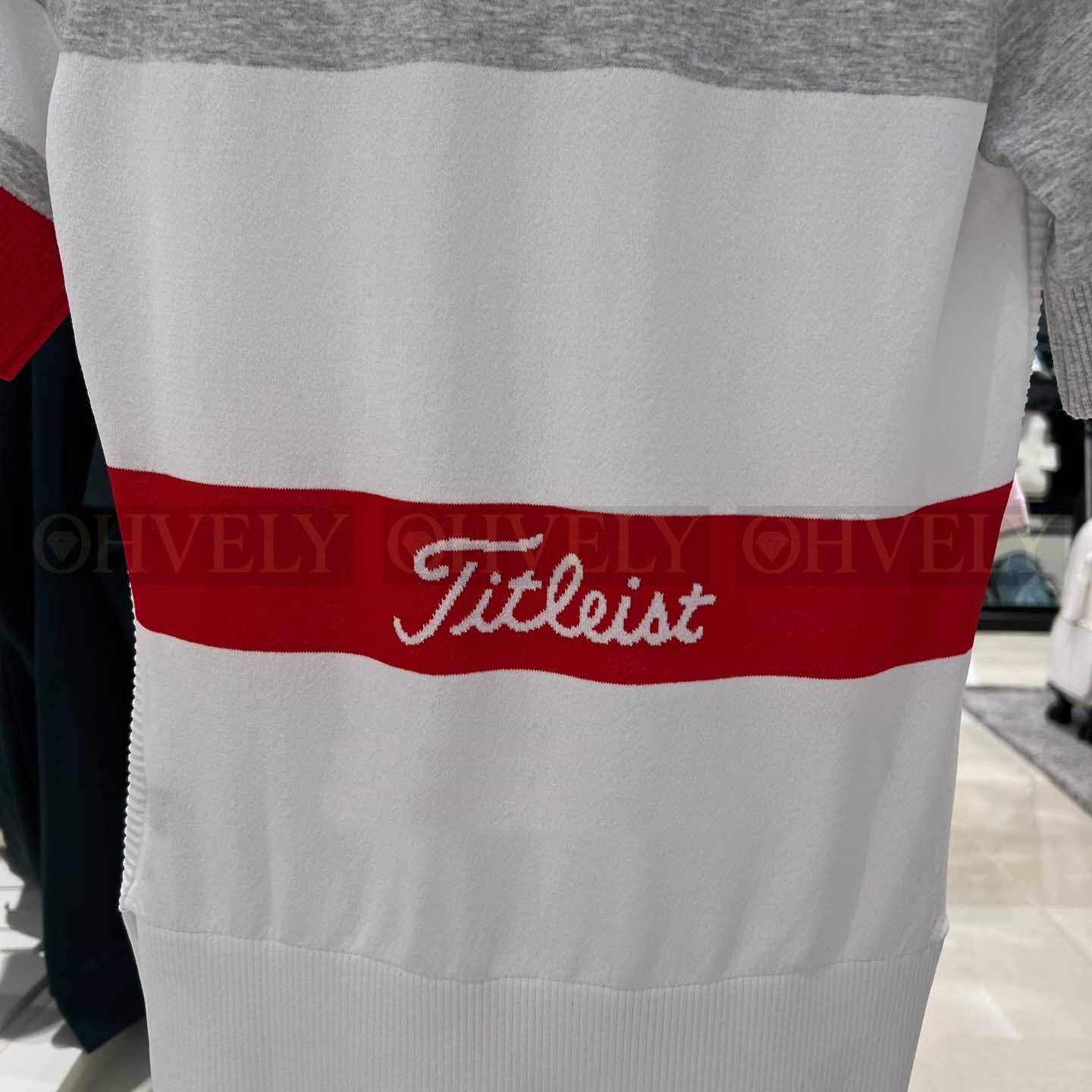 Titleist 타이틀리스트 여성 삼색 배색 블록 반소매 카라 니트 상품 썸네일