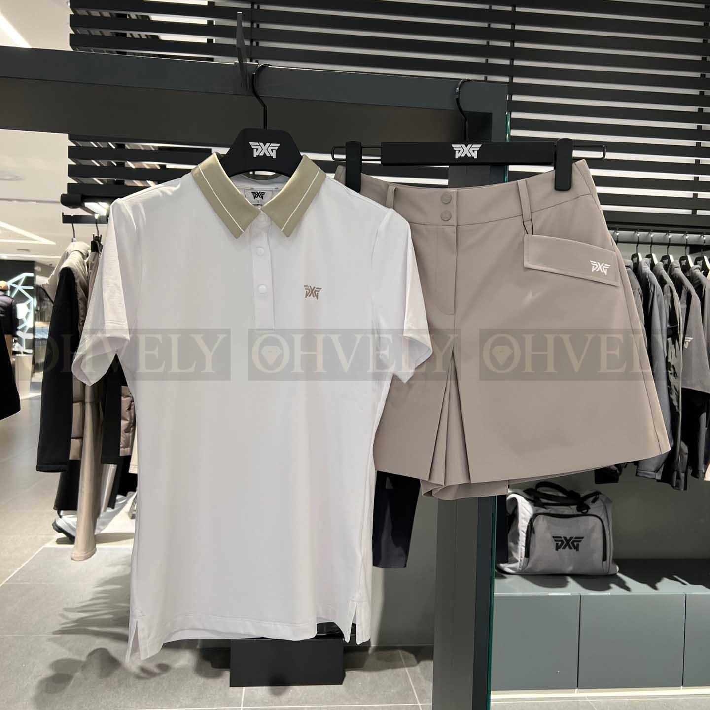 PXG 피엑스지 여성 아웃포켓 플리츠 큐롯 스커트 반바지 (베이지, 블랙) 상품 썸네일