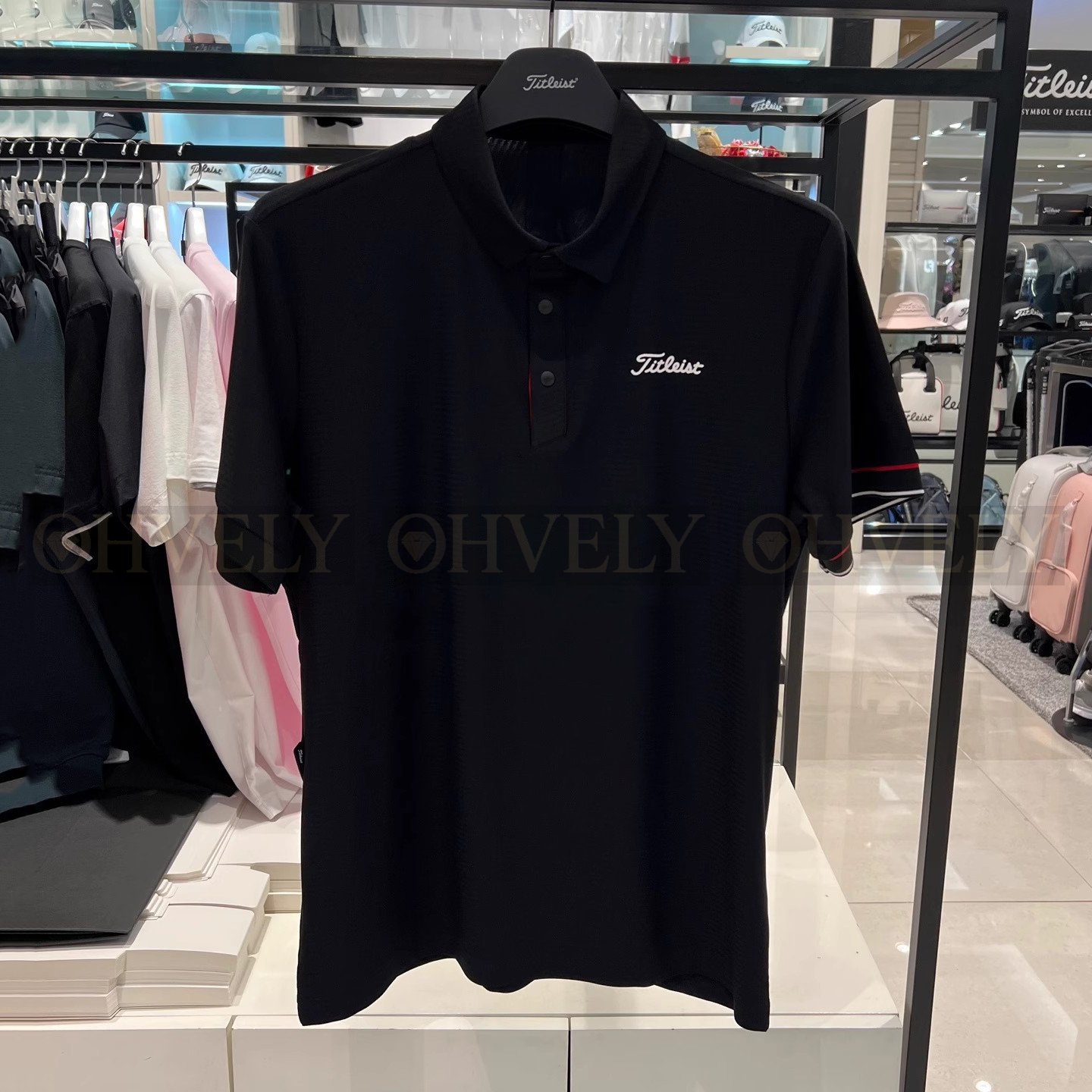 Titleist 타이틀리스트 남성 소매 라인 배색 카라 반소매 골프 티셔츠 (화이트/레드/블랙) 상품 썸네일