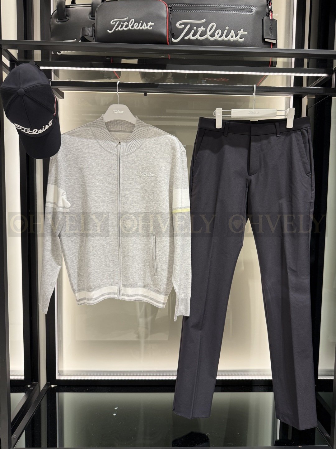 Titleist 타이틀리스트 남성 소매 블록 배색 라인 풀집업 골프 니트 가디건 자켓 (그레이) 상품 썸네일