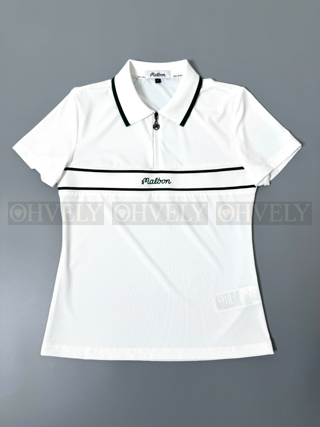 Malbon Golf] 말본골프 여성 하프 집업 반소매 골프 티셔츠 (화이트/카키/블랙) 상품 썸네일