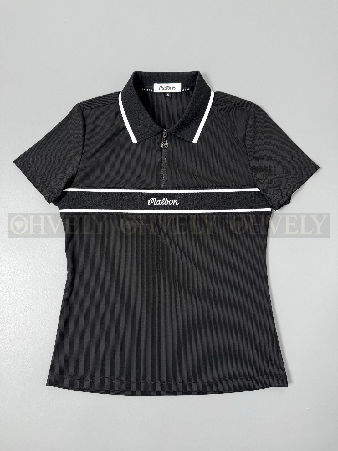 Malbon Golf] 말본골프 여성 하프 집업 반소매 골프 티셔츠 (화이트/카키/블랙) 상품 썸네일