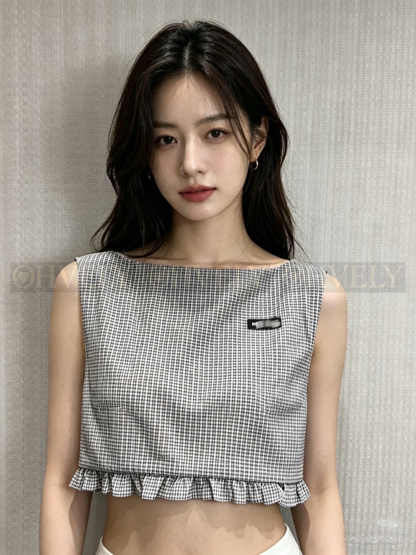 【 ZP버전 】미우미우 런웨이 컬렉션 깅엄 체크 크롭 민소매 탑 상품 썸네일