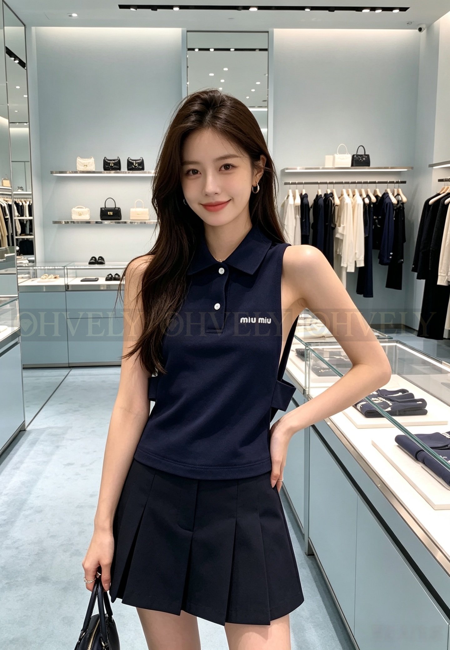 【 ZP버전 】미우미우 신상 폴로넥 슬리브리스 탑 상품 썸네일