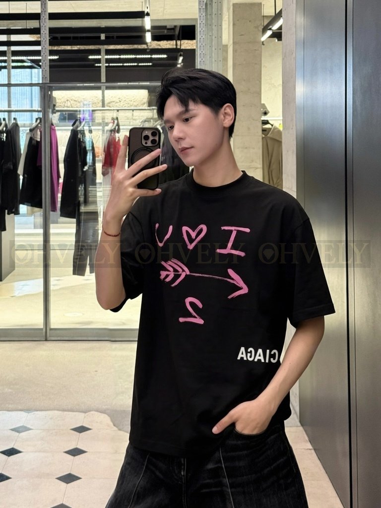 【 ZP버전 】B 칠석 핑크 화살표 반팔 티셔츠 상품 썸네일