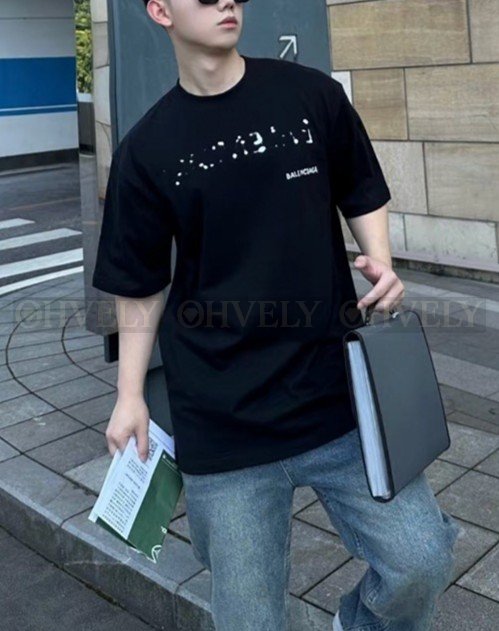【 ZP버전 】BAL 레터링 디스트로이드 용해 프린팅 반팔 티셔츠
