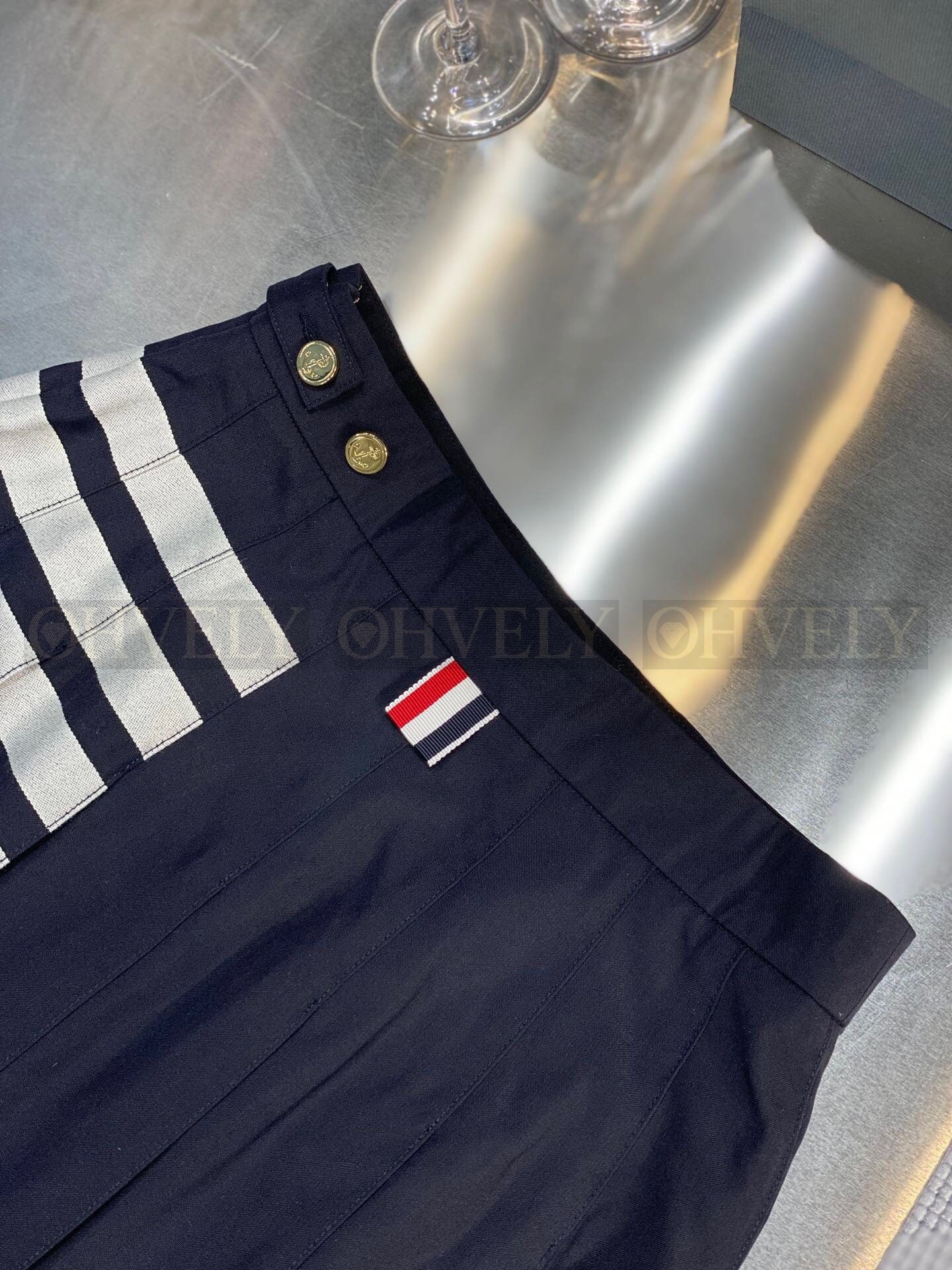 【 ZP버전 】TB 클래식 사선 사바 언밸런스 플리츠 울 스커트 상품 썸네일