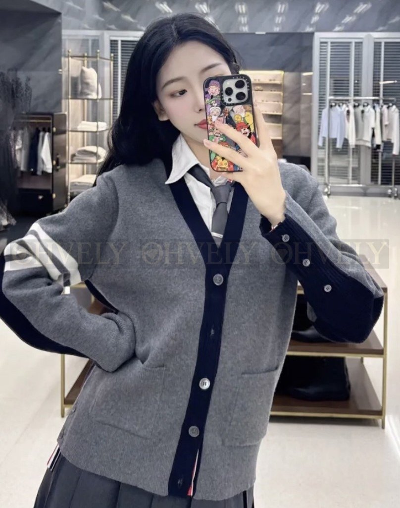 【 ZP버전 】TB 클래식 사선 사바 믹스 미디어 언밸런스 울 가디건
