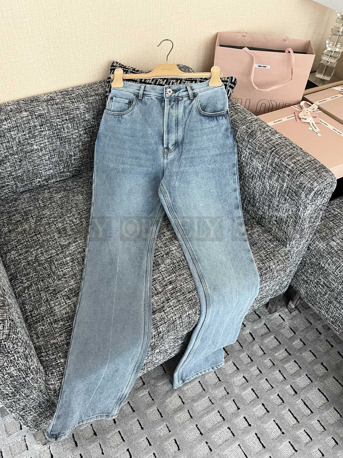 【 ZP버전 】MIU 자수 레터링 데님 청바지 상품 썸네일