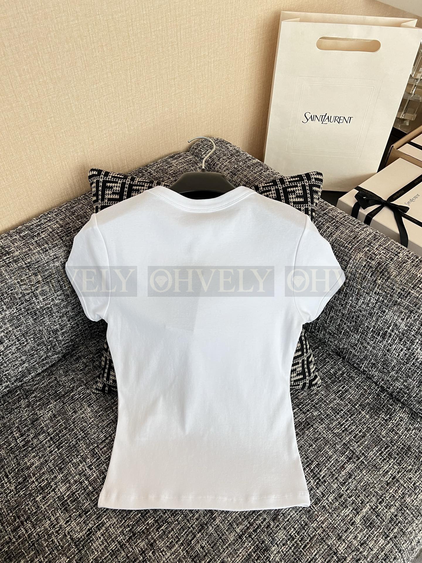 【 ZP버전 】YSL 클래식 화이트 반팔 티셔츠 상품 썸네일