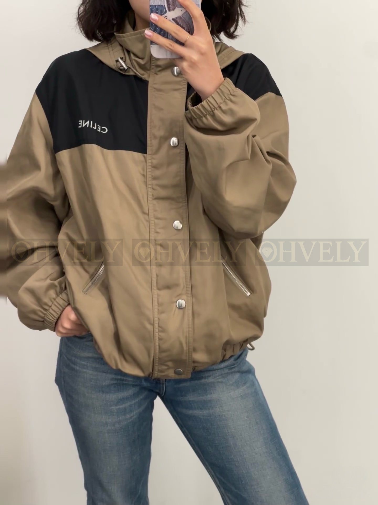 【 ZP버전 】CEL 하이넥 배색 바람막이 자켓