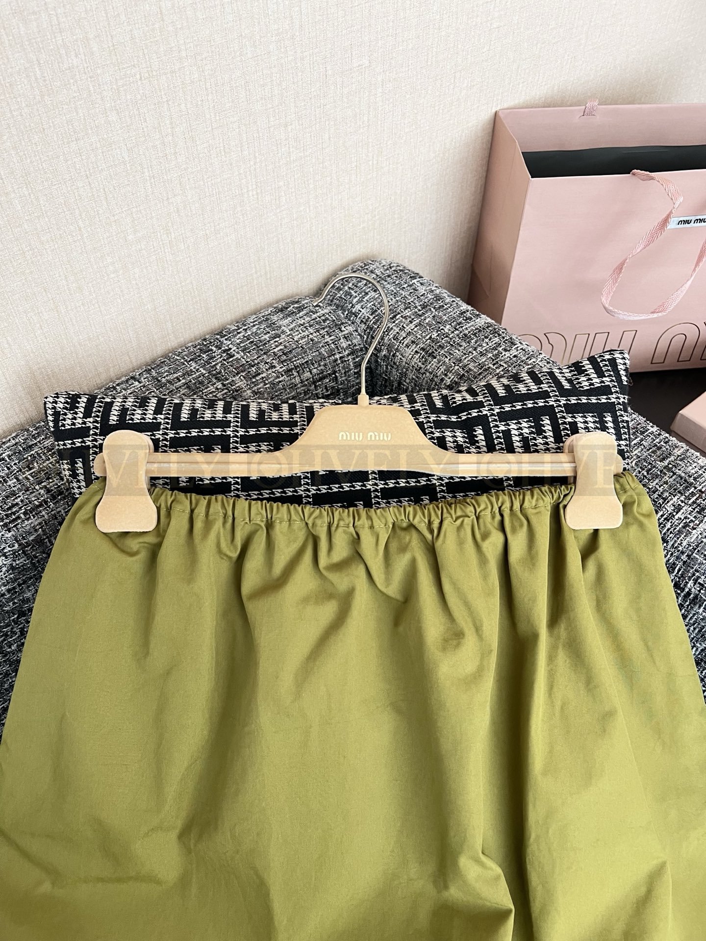 【 ZP버전 】MIU 레이스 패치워크 그린 스커트 상품 썸네일