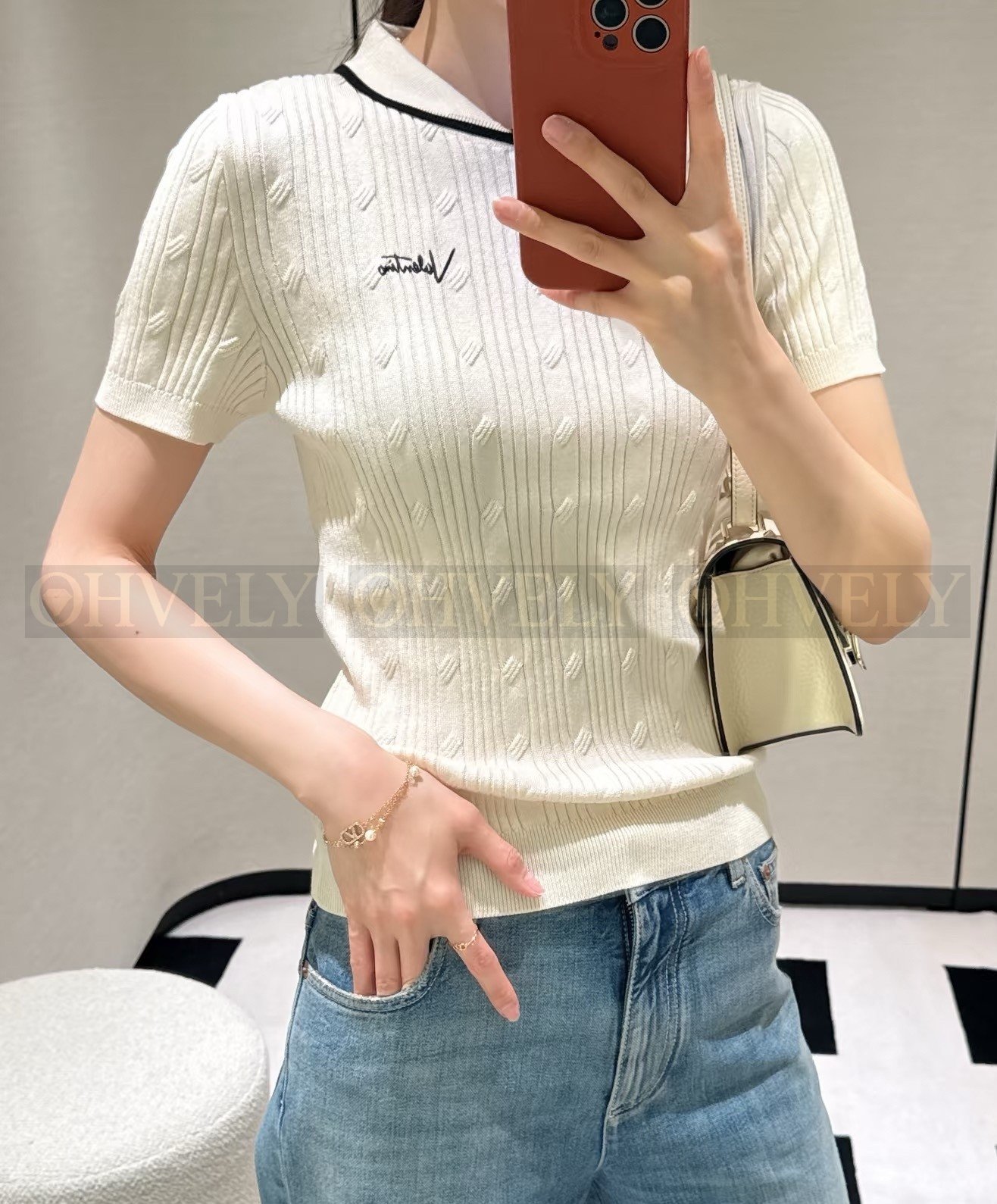 【 ZP버전 】Val 피터팬 칼라 니트 반팔 티셔츠