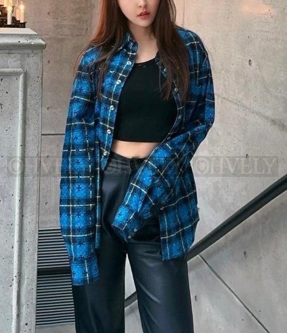 【 ZP버전 】크롬하츠 크로스 자카드 블루 셔츠 상품 썸네일