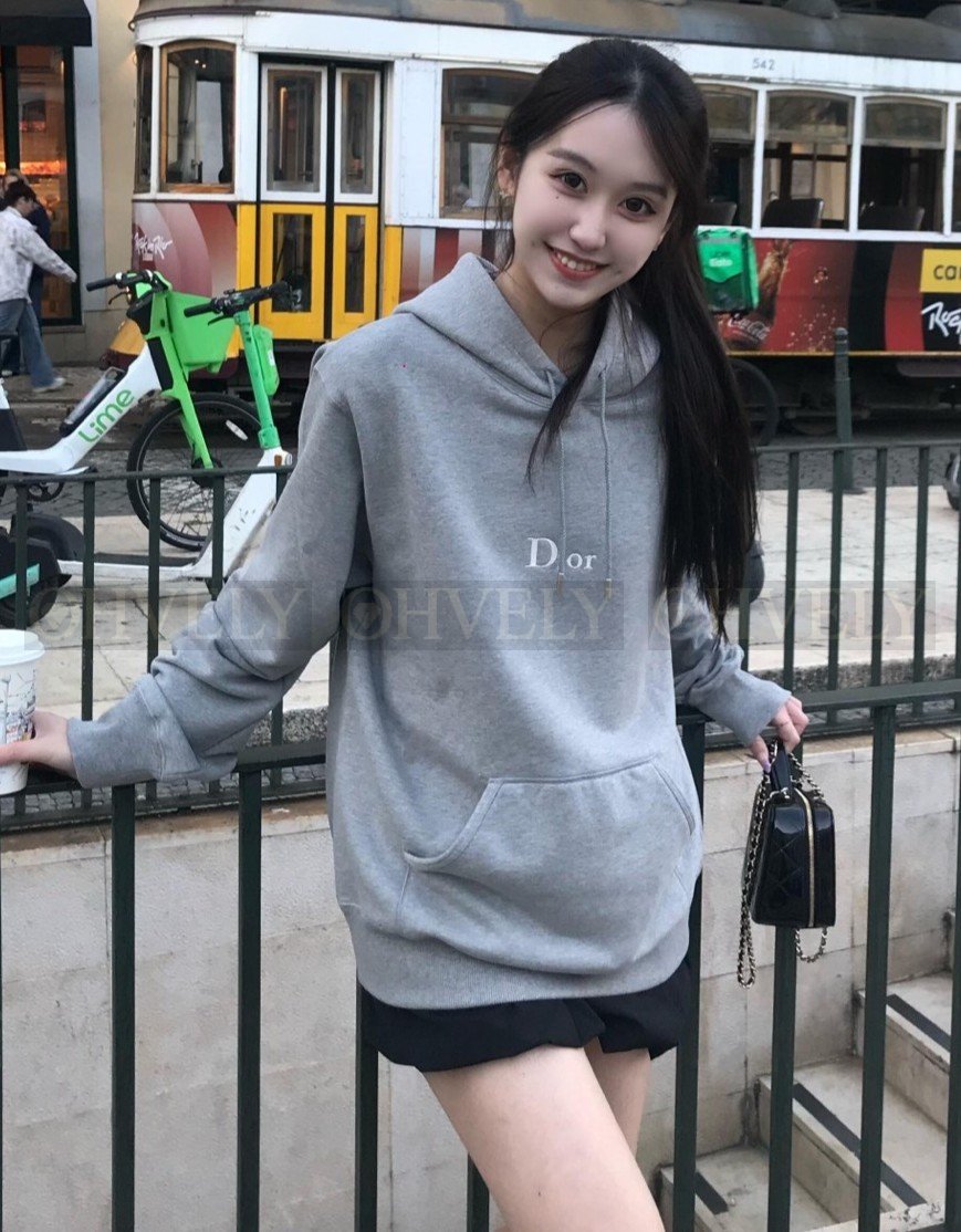 【 ZP버전 】DI 스몰 자수 로고 후드 티셔츠 그레