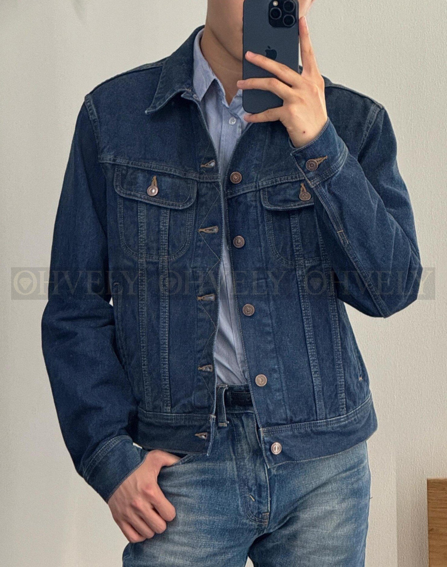 【 ZP버전 】CEL 백 로고 데님 자켓
