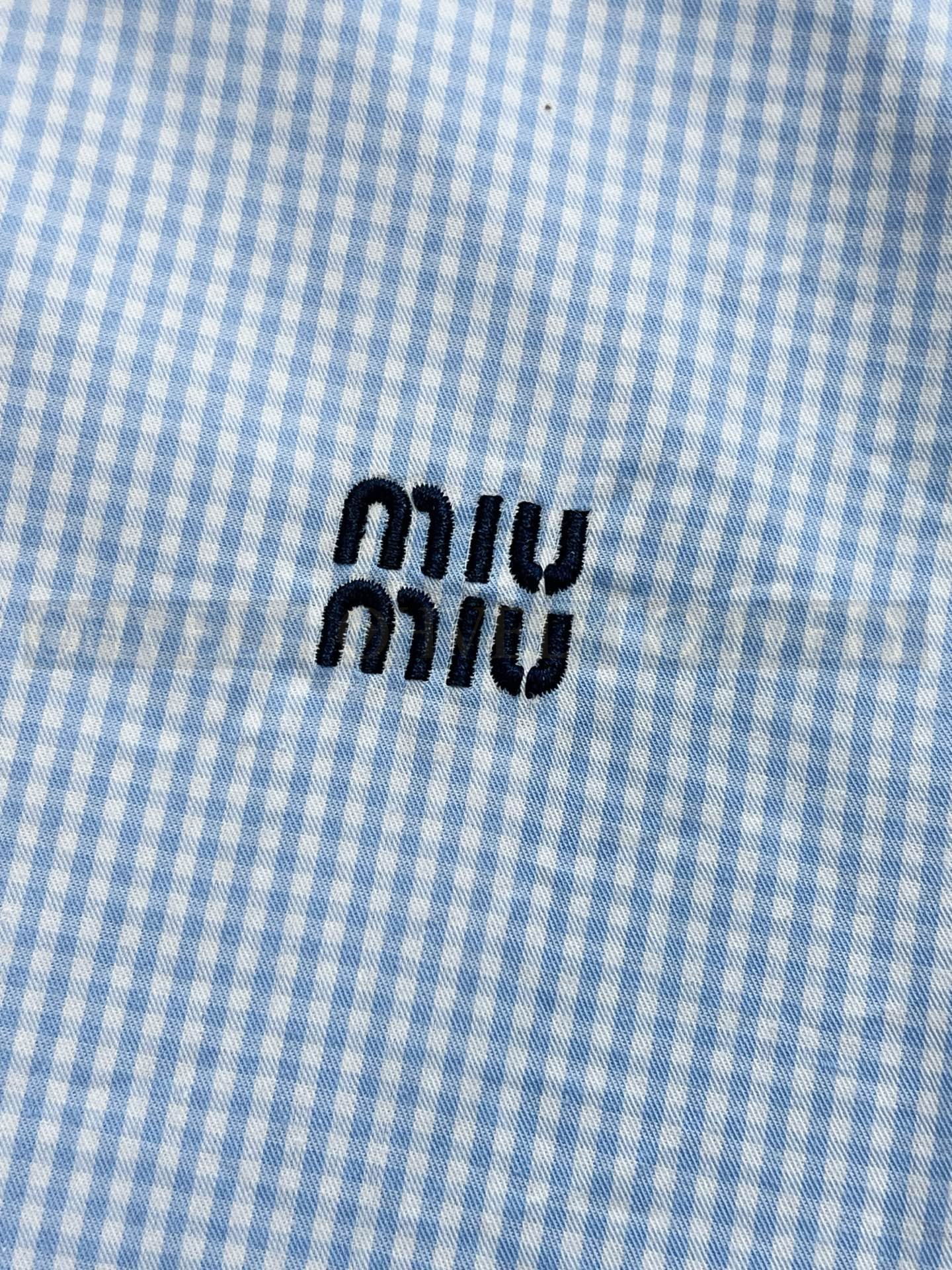 【 ZP버전 】MIU 미니 로고 체크 긴팔 셔츠 상품 썸네일